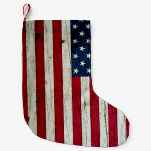 American Flag Painted on Wood Small Christmas Stocking