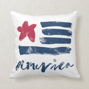 American Flag Paintstrokes Throw Pillow