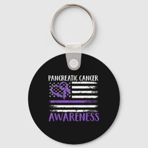 American Flag Pancreatic Cancer Awareness  Keychain