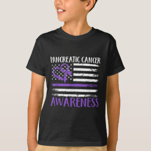 American Flag Pancreatic Cancer Awareness  T-Shirt