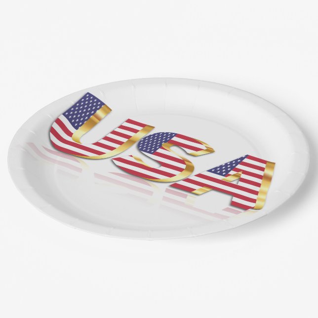 American Flag Paper Plates USA (Angled)