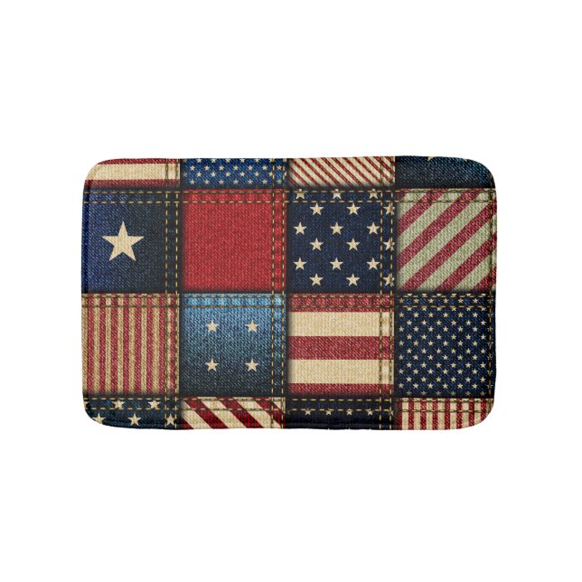 American Flag, Patchwork Seamless Pattern. Bath Mat (Front)