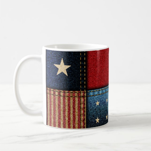 American Flag, Patchwork Seamless Pattern. Coffee Mug (Left)