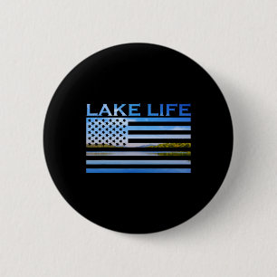 American Flag Patriot Fishing At The Lake This Is 2 Inch Round Button