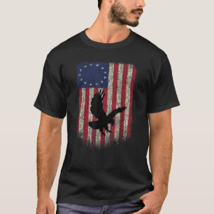 American Flag Patriotic 1776 Betsy Ross USA Distre T-Shirt