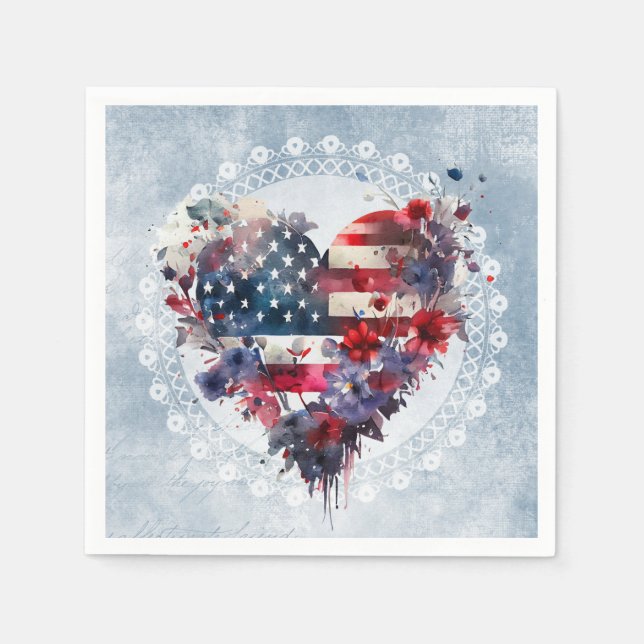American flag patriotic 4th July independence day Napkin (Front)