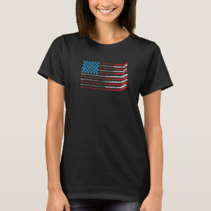American Flag  Patriotic 4th Of July Hockey T Shir T-Shirt