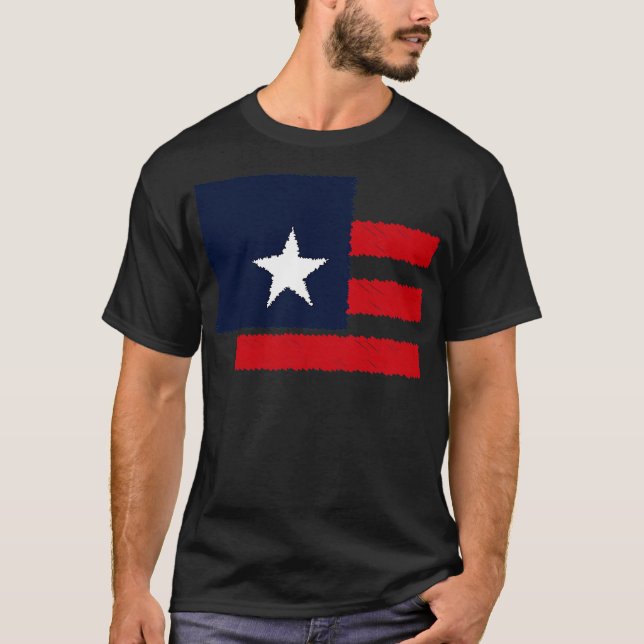 American Flag Patriotic 4th of July T-Shirt (Front)