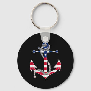 American Flag Patriotic Anchor Memorial Day 4th Of Keychain