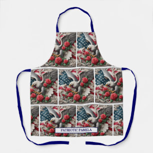 American Flag Patriotic Bald Eagle Apron