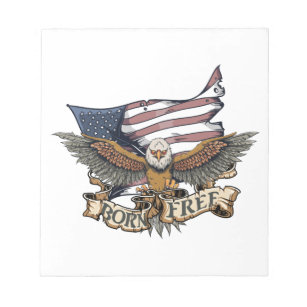 American Flag Patriotic Bald Eagle Born Free Notepad