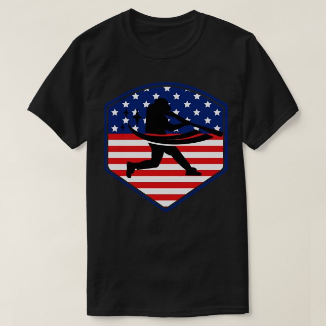 American Flag Patriotic Baseball T-Shirt (Design Front)