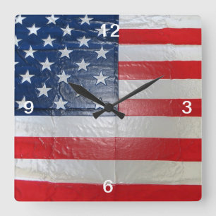 American Flag Patriotic Beauty Customizable Square Wall Clock