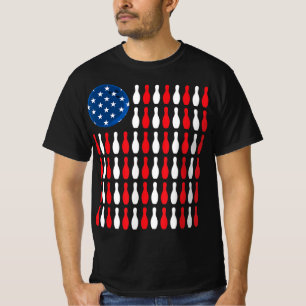 American Flag - Patriotic Bowler & Bowling  T-Shirt
