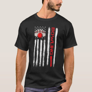 American Flag Patriotic Bowler Bowling Vintage Bow T-Shirt