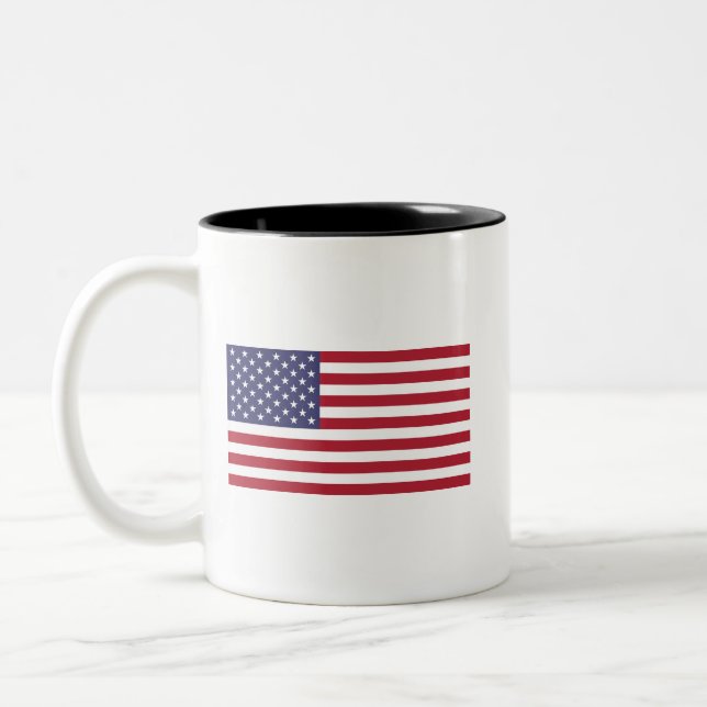 American Flag Patriotic Design Two-Tone Coffee Mug (Left)