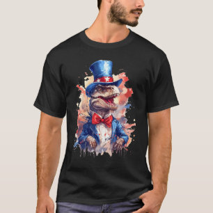 American Flag Patriotic Dinosaur 4th Of July T-Shirt