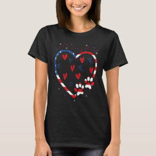 American Flag Patriotic Dog & Cat Paw Print  4th O T-Shirt
