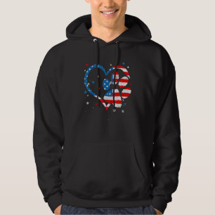 American Flag Patriotic Dog & Cat Paw Print 4th Of Hoodie