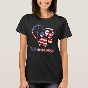 american flag patriotic dog & cat paw print - 4th  T-Shirt