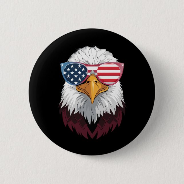American Flag Patriotic Eagle 4th Of July 2 Inch Round Button (Front)