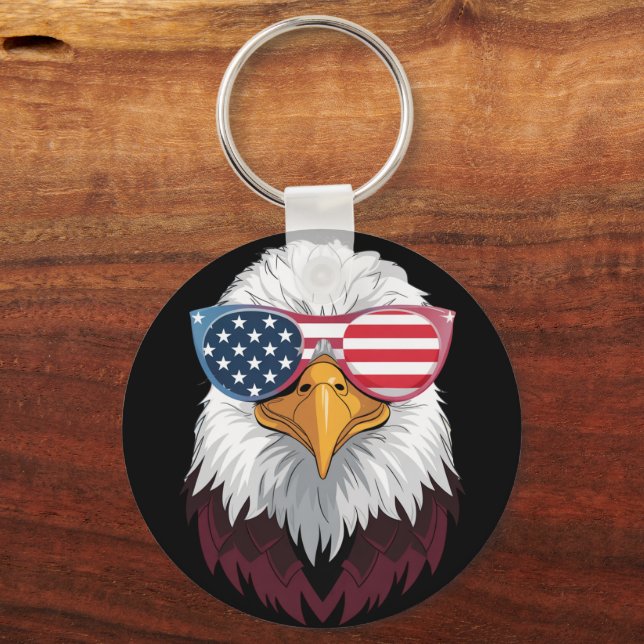 American Flag Patriotic Eagle 4th Of July Keychain (Front)