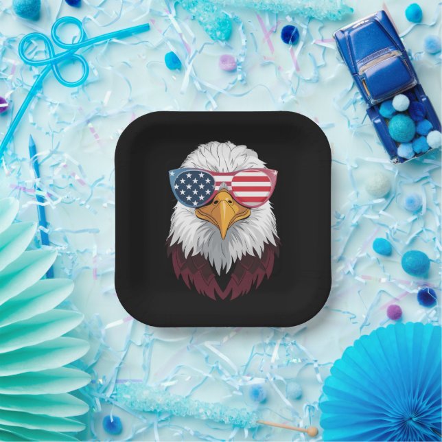 American Flag Patriotic Eagle 4th Of July Paper Plate (Party)