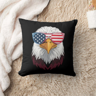 American Flag Patriotic Eagle 4th Of July Throw Pillow