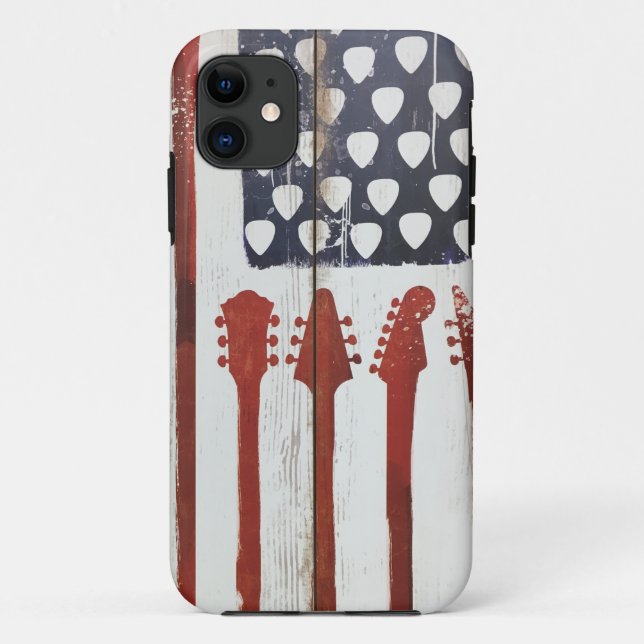 American Flag patriotic Guitar Music theme  Case-Mate iPhone Case (Back)