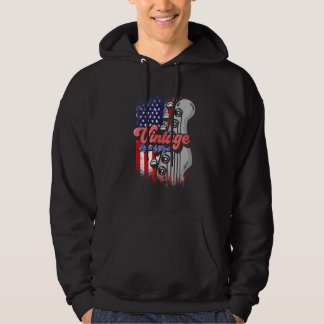 American Flag  Patriotic Guitarist  Vintage Rock A Hoodie