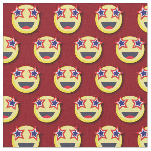 American Flag Patriotic Happy Face 4th of July Fabric