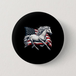 American Flag Patriotic Horse Horseback Riding Far 2 Inch Round Button