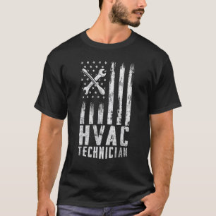 American Flag Patriotic HVAC Technician Distressed T-Shirt