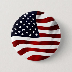 American Flag Patriotic Independence Day 2 Inch Round Button