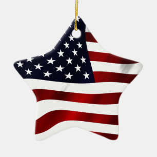 American Flag Patriotic Independence Day Ceramic Ornament