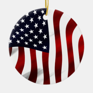 American Flag Patriotic Independence Day Ceramic Ornament