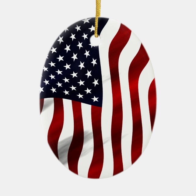 American Flag Patriotic Independence Day Ceramic Ornament (Front)