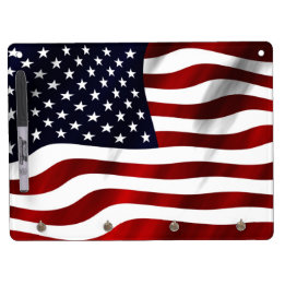 American Flag Patriotic Independence Day Dry Erase Board With Keychain Holder