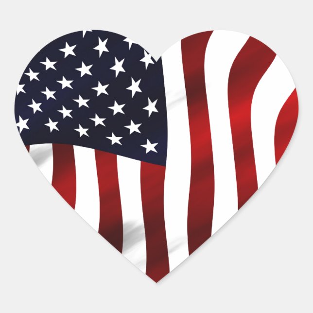 American Flag Patriotic Independence Day Heart Sticker (Front)