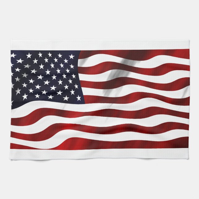 American Flag Patriotic Independence Day Kitchen Towel (Horizontal)