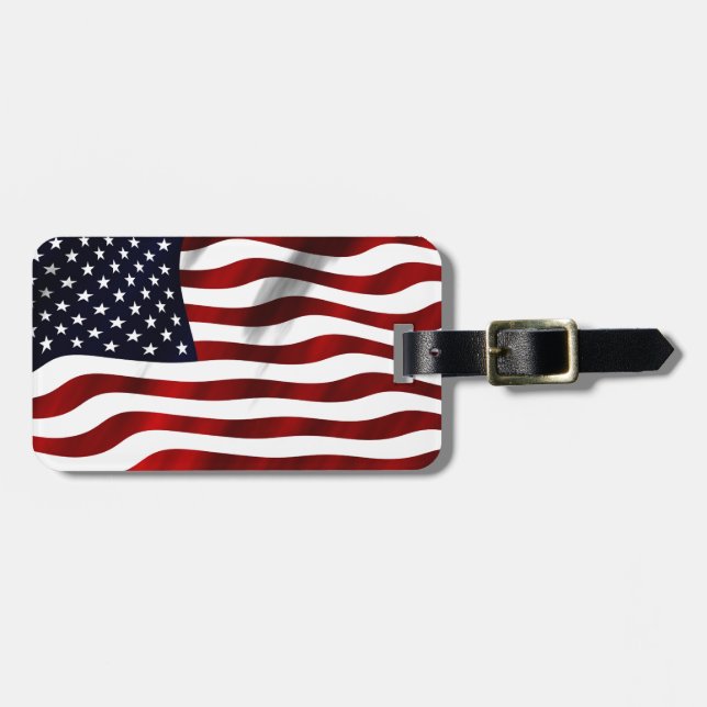 American Flag Patriotic Independence Day Luggage Tag (Front Horizontal)