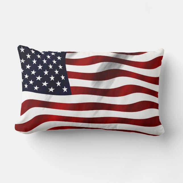 American Flag Patriotic Independence Day Lumbar Pillow (Front)