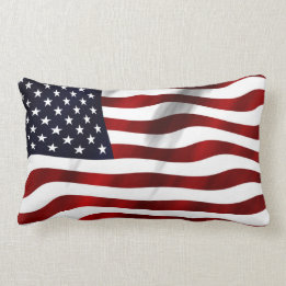 American Flag Patriotic Independence Day Lumbar Pillow