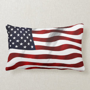 American Flag Patriotic Independence Day Lumbar Pillow