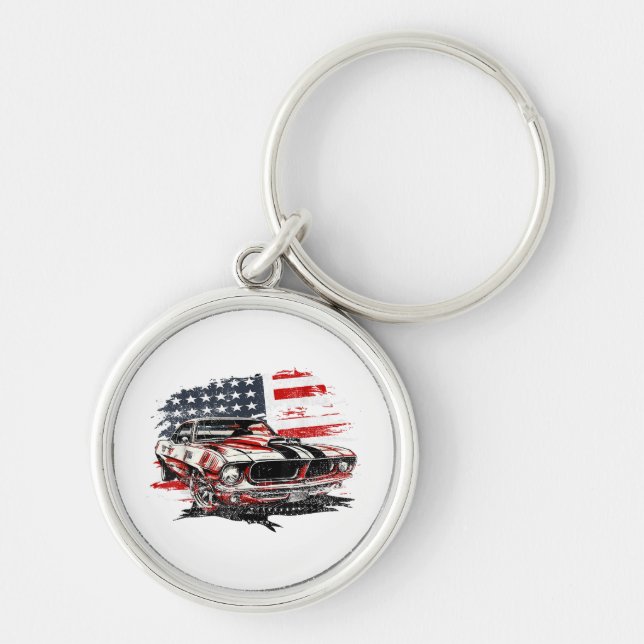 American Flag Patriotic  Keychain (Front)