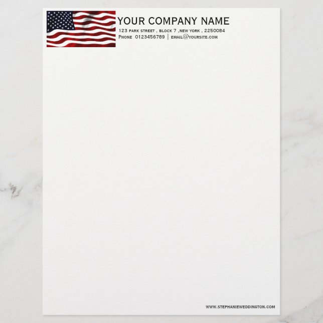 American Flag patriotic letterhead (Front)