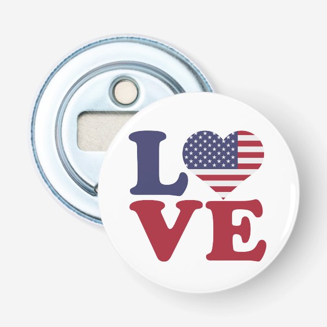 American Flag Patriotic Love Bottle Opener (Front)