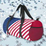 American Flag Patriotic Monogram Gym Sports Travel Duffle Bag<br><div class="desc">The all American, Stars and Stripes, Old Glory, Star-Spangled Banner, USA flag, custom, personalized, modern faux gold script / typography monogram monogrammed, patriotic, america, lightweight, durable Polyester Poplin, men women solid jet black travel gym sports carry-on duffle bag, with rugged 22" carry handles, removable and adjustable (27" to 48") shoulder...</div>