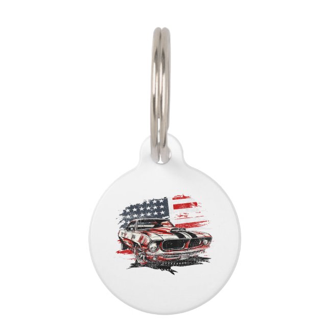 American Flag Patriotic  Pet Tag (Front)