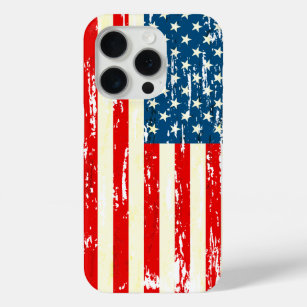 American Flag Patriotic Red White Blue Distressed iPhone 15 Pro Case